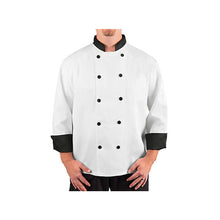 Load image into Gallery viewer, KNG Executive Chef Coat with Black Contrast 2XL  - FINAL SALE (AP-1048-2XL-UFO)