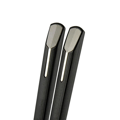 24.5cm Angled Head with Silver Chevron Plated Alloy Chopsticks - 10-Pairs/Package (TW-60039-24.5-CHA)