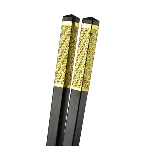 27cm Gold Net Texture Alloy Chopsticks - 10-Pairs/Package FINAL SALE (TW-60045GD-27-CHA)