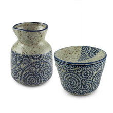Load image into Gallery viewer, 3.8&quot; H Tako Karakusa Soba Set with Bottle, Cup and Lid - FINAL SALE (TW-10033-3.8-ZSP)