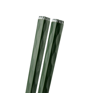 24.5cm Silver Flower Head Green Alloy Chopsticks - 10-Pairs/Package (TW-60037GR-24.5-CHA)