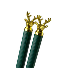 Load image into Gallery viewer, 25cm Gold Deer Head Green Alloy Chopsticks - 10-Pairs/Package FINAL SALE (TW-60038GR-25-CHA)