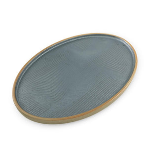 14" Wood Grain Textured Oval Platter (TW-70043-14-PLP)
