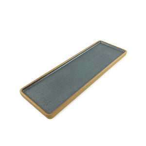 14" Wood Grain Textured Long Rectangular Platter (TW-70044-14-PLP)
