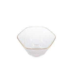 1.55" H Glass Hexagon Shape Sake Cup with Gold Trim (TW-70063-1.55-BRG)