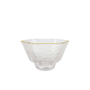 1.55" H Glass Hexagon Shape Sake Cup with Gold Trim (TW-70063-1.55-BRG)