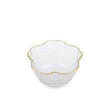 Load image into Gallery viewer, 1.77&quot; H Glass Flower Shape Sake Cup with Gold Trim (TW-70064-1.77-BRG)