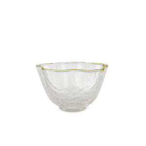 1.77" H Glass Flower Shape Sake Cup with Gold Trim (TW-70064-1.77-BRG)