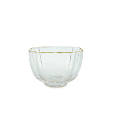 Load image into Gallery viewer, 1.77&quot; H Glass Square Flower Shape Sake Cup with Gold Trim (TW-70065-1.77-BRG)
