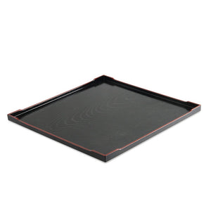 11.75" Square Lacquer Tray with Red Trim - FINAL SALE (TW-7B-014-TYL)