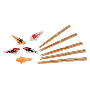 5-Pr Chopsticks & Koi Fish Rest Gift Box Set (TW-A885-K-CHB)