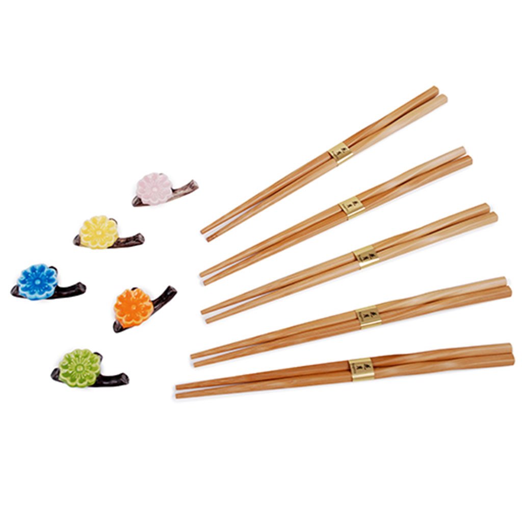5-Pr Chopsticks & Sakura Rest Gift Box Set (TW-A885-S-CHB)