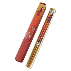 Single Pair Chopsticks with Case Set - Floral Pattern (TW-B-9360-R-CHB)