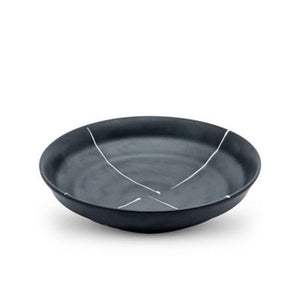 6.25" Black Shallow Bowl with White Pinstripe - 13 oz. (TW-BWL-288-BWP)