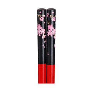 Red Chopsticks with Pink Blossoms - 5-Pr/Set (TW-CC270-CHB)