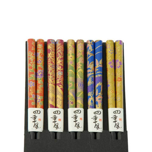 5-Pr Chopsticks Set with Assorted Colour & Plant Pattern (TW-CH101-S-CHB)
