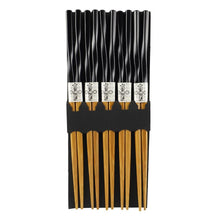 Load image into Gallery viewer, 5-Pr Black Spiral Textured Chopsticks Set (TW-CH152-S-CHB)
