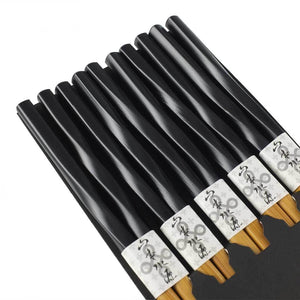 5-Pr Black Spiral Textured Chopsticks Set (TW-CH152-S-CHB)
