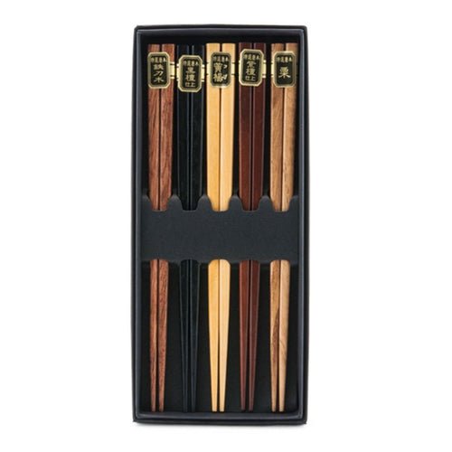 5-Pr Chopsticks Set - Assorted Natural Wood (TW-CH22N-CHB)