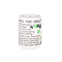 Load image into Gallery viewer, 4&quot; H 10 Rules of Health - Eng/Jpn Tea Cup - 10 oz. (TW-F62-E2-TCP)