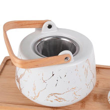 Load image into Gallery viewer, 5-Pc Ceramic Tea Set with Marble Flecks - Tea Pot - 37 oz. (TW-JHS8-WH-TPP)