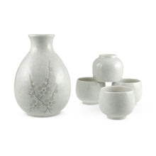 Load image into Gallery viewer, 5-Pc Sake Set with White Cherry Blossom Patterned (TW-K7-WP-BRP)