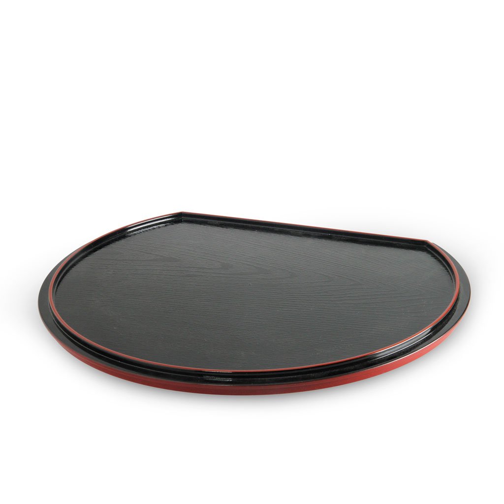 Half Moon Lacquer Tray with Red Trim (TW-OS16-M-TYL)