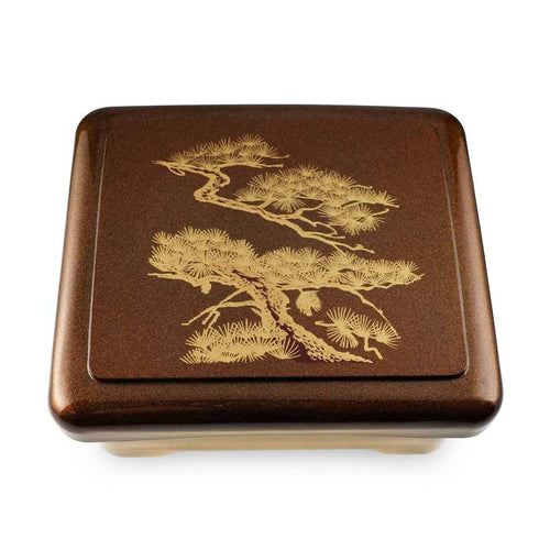 Unagi Lunch Box with Gold Japanese Pine Patterned (TW-SAN-1-B-SSL)