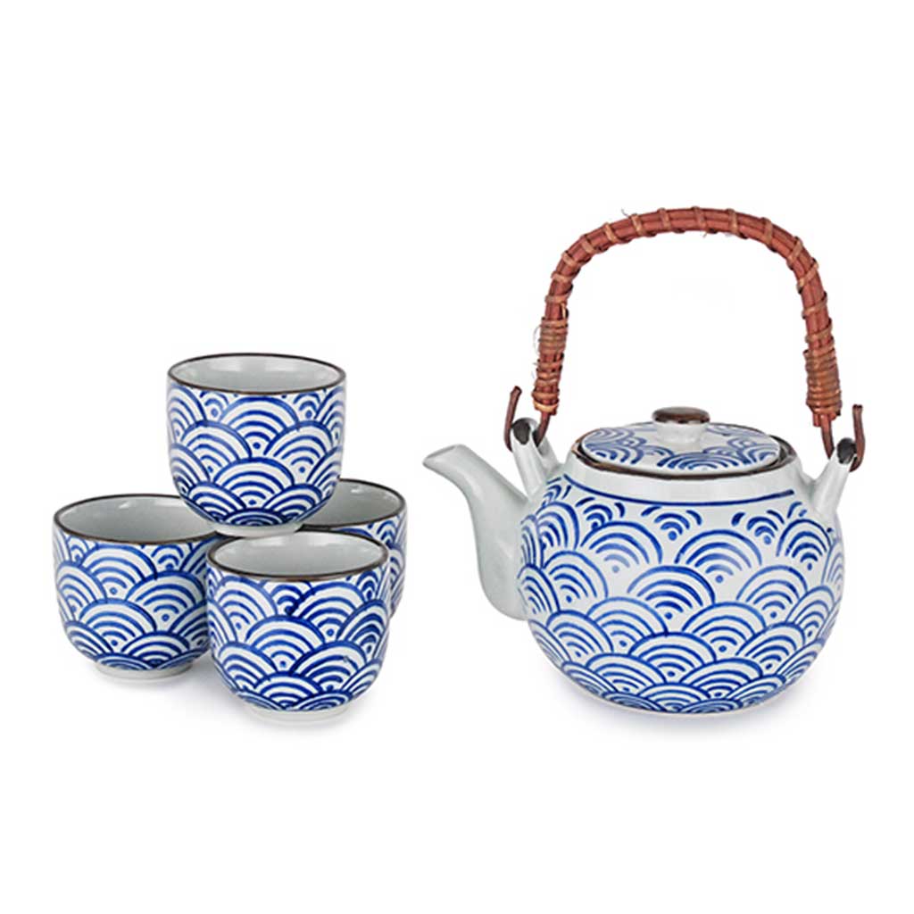 5-Pc Nami Pattern Tea Set - Tea Pot -  22 oz. (TW-SH403-TPP)