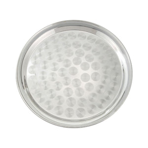 Winco 14" D Stainless Steel Serving Tray with Swirl Pattern  - FINAL SALE (TW-STRS-14-TYS)