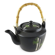 Load image into Gallery viewer, Bamboo Pattern Teapot with Bamboo Handle &amp; Stainless Steel Mesh Strainer - 72 oz. (TW-TP107-TPP)