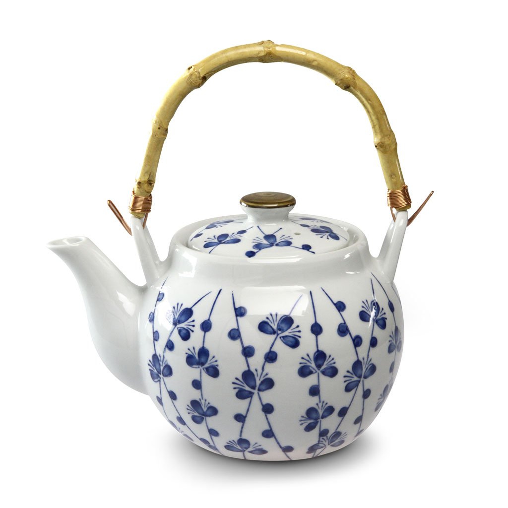Blue Blossom Teapot with Bamboo Handle -  40 oz. (TW-TP22-TPP)