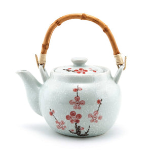 Japan Floral Teapot with Strainer and Bamboo Handle - 42 oz. (TW-TP46-TPP)