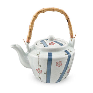 Sakura Pattern Teapot with Bamboo Handle & Stainless Steel Mesh Strainer - 68 oz. (TW-TP71-TPP)
