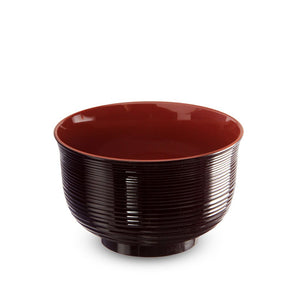 4" Burgundy/Red Lacquer Horizontal Textured Stripe Soup Bowl - 11 oz. (TW-WF201-BU-BWL)