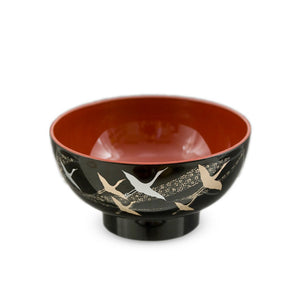 4.5" Lacquer Bowl with Cranes Pattern - 9 oz.(TW-Y56-BT-BWL)