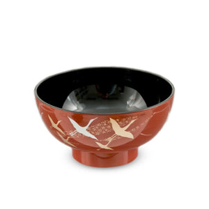 4.5" Lacquer Bowl with Cranes Pattern - 9 oz. (TW-Y56-RT-BWL)
